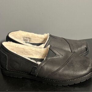 Bobs Skechers Chill Lugs Warm Winter Black  Faux Fur Lined Shoe sz 8